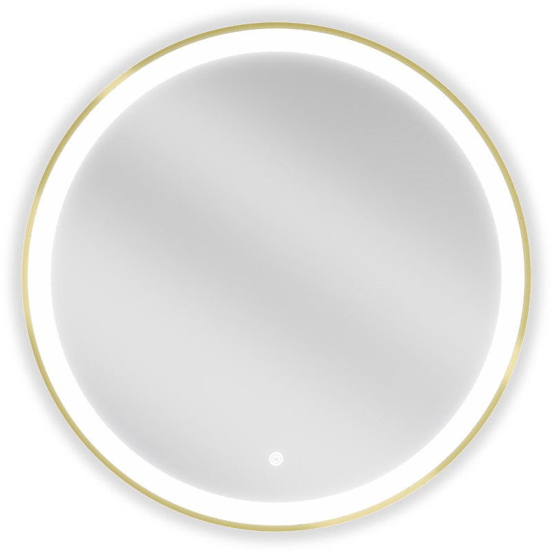Mexen Esso miroir de salle de bain éclairé, rond 70 cm, LED 6000K, antibuée, cadre doré - 9825-070-070-611-50