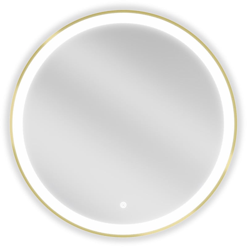 Mexen Esso miroir de salle de bain rétroéclairé, rond 70 cm, LED 6000K, antibuée, cadre doré - 9825-070-070-611-50