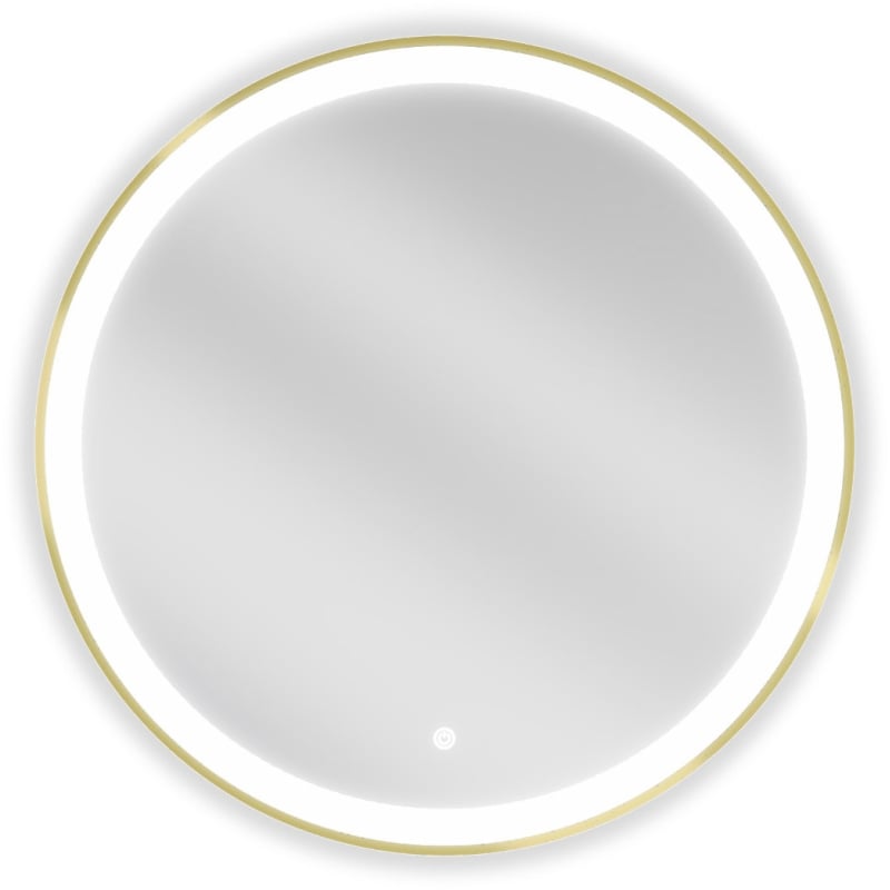 Mexen Esso Miroir de salle de bains éclairé, rond 70 cm, LED 6000 K, antibuée, cadre doré brossé - 9825-070-070-611-50