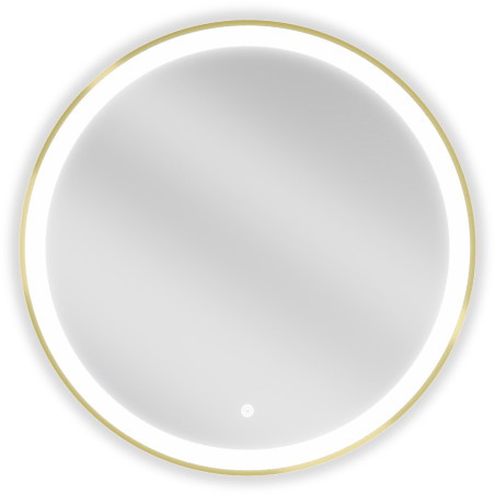 Mexen Esso miroir de salle de bain éclairé, rond 70 cm, LED 6000K, anti-buée, cadre doré - 9825-070-070-611-50