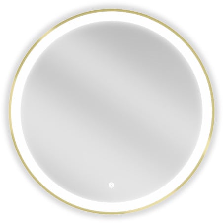 Mexen Esso Miroir de salle de bains éclairé, rond 70 cm, LED 6000 K, antibuée, cadre doré brossé - 9825-070-070-611-50