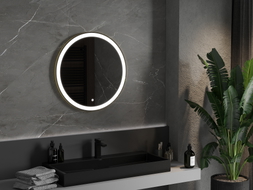 Mexen Esso miroir de salle de bain éclairé, rond 70 cm, LED 6000K, anti-buée, cadre doré - 9825-070-070-611-50