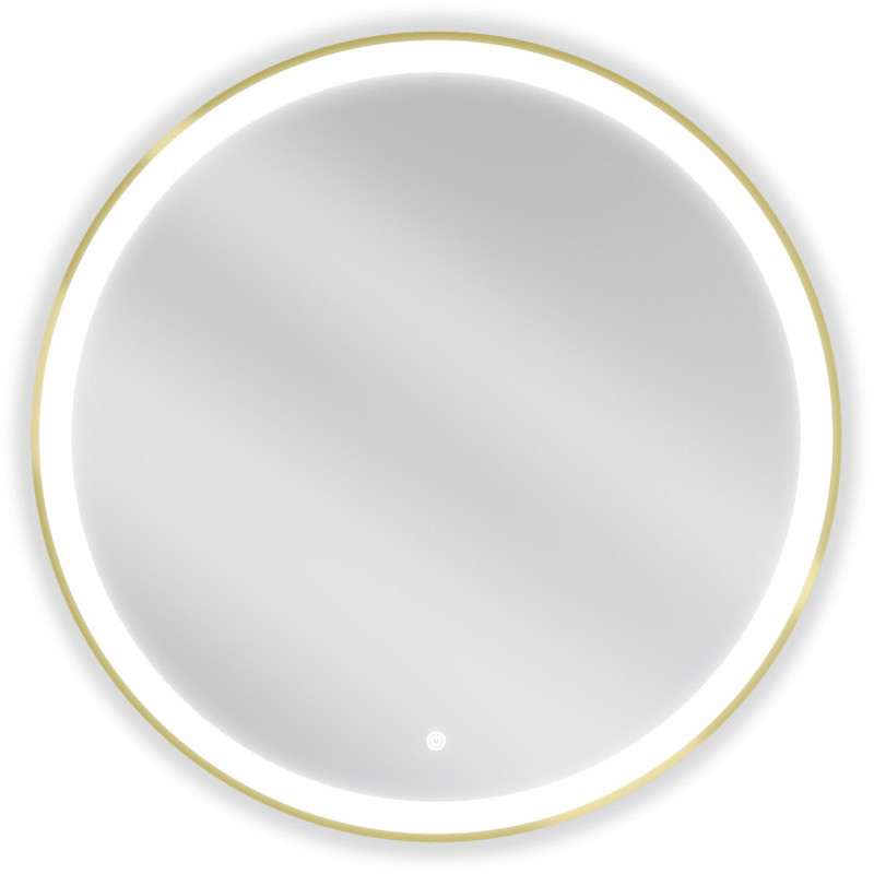 Mexen Esso miroir de salle de bain éclairé, rond 80 cm, LED 6000K, anti-buée, cadre doré - 9825-080-080-611-50