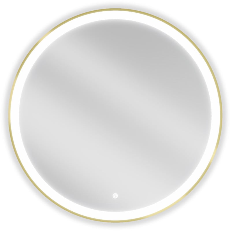 Mexen Esso miroir de salle de bains éclairé, rond 80 cm, LED 6000K, antibuée, cadre doré - 9825-080-080-611-50