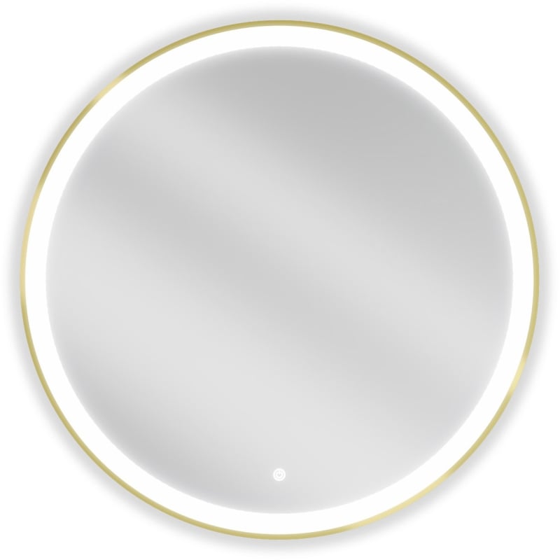 Mexen Esso Miroir de salle de bains rond avec éclairage LED, 80 cm, LED 6000 K, antibuée, cadre doré brossé
