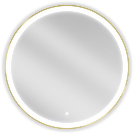 Mexen Esso miroir de salle de bain éclairé, rond 80 cm, LED 6000K, anti-buée, cadre doré - 9825-080-080-611-50