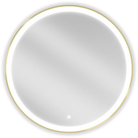 Mexen Esso miroir de salle de bains éclairé, rond 80 cm, LED 6000K, antibuée, cadre doré - 9825-080-080-611-50