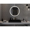 Mexen Esso miroir de salle de bain éclairé, rond 80 cm, LED 6000K, anti-buée, cadre doré - 9825-080-080-611-50