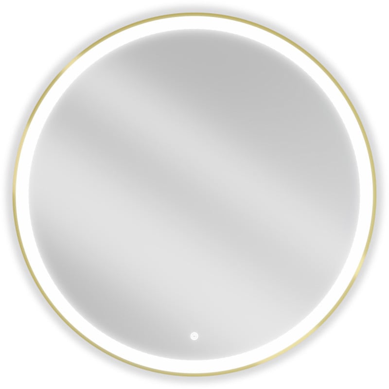 Mexen Esso miroir de salle de bain éclairé, rond 90 cm, LED 6000K, anti-buée, cadre doré - 9825-090-090-611-50