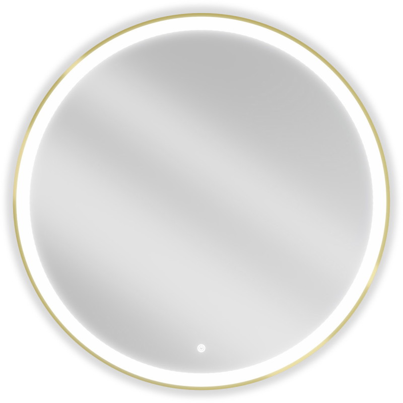 Mexen Esso miroir de salle de bains rétroéclairé rond, 90 cm, LED 6000 K, antibuée, cadre doré brossé