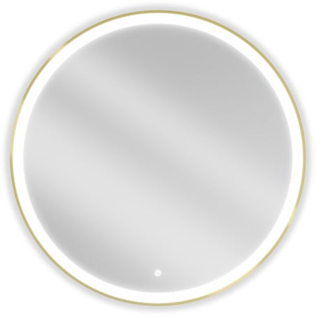 Mexen Esso miroir de salle de bain éclairé, rond 90 cm, LED 6000K, anti-buée, cadre doré - 9825-090-090-611-50