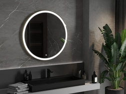 Mexen Esso miroir de salle de bain éclairé, rond 90 cm, LED 6000K, anti-buée, cadre doré - 9825-090-090-611-50