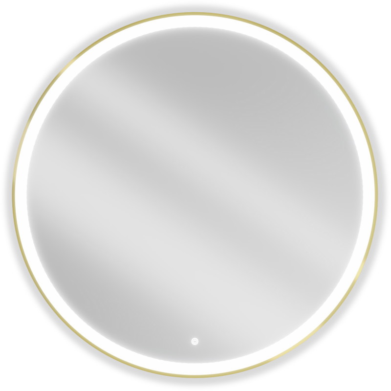 Mexen Esso miroir de salle de bain éclairé, rond 100 cm, LED 6000K, anti-buée, cadre doré - 9825-100-100-611-50