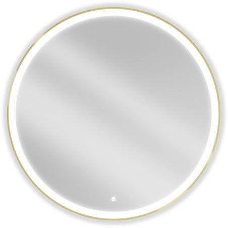 Mexen Esso miroir de salle de bain éclairé, rond 100 cm, LED 6000K, anti-buée, cadre doré - 9825-100-100-611-50