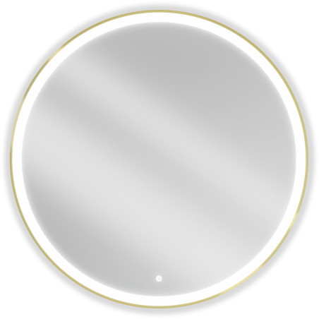 Mexen Esso miroir de salle de bain éclairé, rond 100 cm, LED 6000K, antibuée, cadre doré - 9825-100-100-611-50