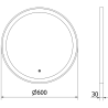 Mexen Esso miroir de salle de bain éclairé, rond 60 cm, LED 6000K, antibuée, cadre noir - 9825-060-060-611-70