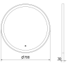 Mexen Esso miroir de salle de bain éclairé, rond 70 cm, LED 6000K, antibuée, cadre noir - 9825-070-070-611-70