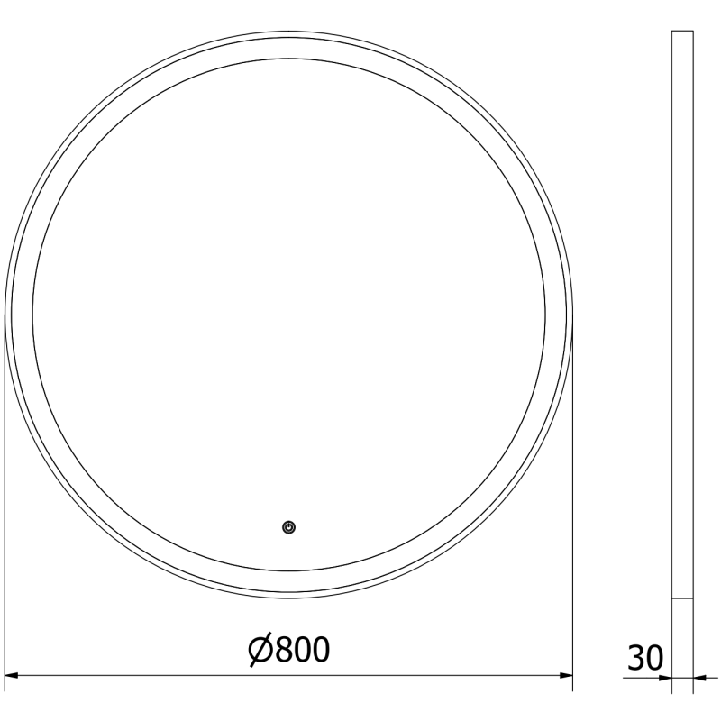 Mexen Esso miroir de salle de bain éclairé, rond 80 cm, LED 6000K, anti-buée, cadre noir - 9825-080-080-611-70
