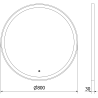 Mexen Esso miroir de salle de bain éclairé, rond 80 cm, LED 6000K, antibuée, cadre noir - 9825-080-080-611-70