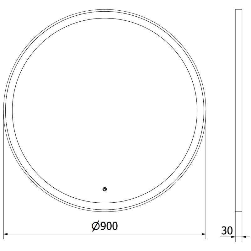 Mexen Esso miroir de salle de bain éclairé, rond 90 cm, LED 6000K, anti-buée, cadre noir - 9825-090-090-611-70