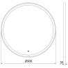 Mexen Esso miroir de salle de bain éclairé, rond 90 cm, LED 6000K, anti-buée, cadre noir - 9825-090-090-611-70