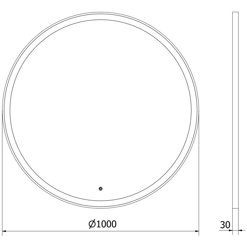 Mexen Esso miroir de salle de bain éclairé, rond 100 cm, LED 6000K, antibuée, cadre noir - 9825-100-100-611-70
