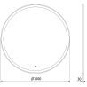 Mexen Esso miroir de salle de bain éclairé, rond 100 cm, LED 6000K, anti-buée, cadre noir - 9825-100-100-611-70