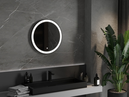 Mexen Esso miroir de salle de bain éclairé, rond 60 cm, LED 6000K, anti-buée, cadre noir - 9825-060-060-611-70
