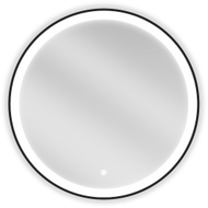 Mexen Esso miroir de salle de bain rétroéclairé, rond 70 cm, LED 6000K, anti-buée, cadre noir - 9825-070-070-611-70