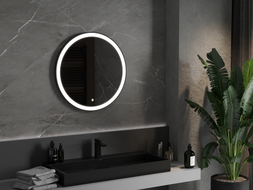 Mexen Esso miroir de salle de bain rétroéclairé, rond 70 cm, LED 6000K, anti-buée, cadre noir - 9825-070-070-611-70