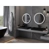 Mexen Esso miroir de salle de bain éclairé, rond 70 cm, LED 6000K, antibuée, cadre noir - 9825-070-070-611-70