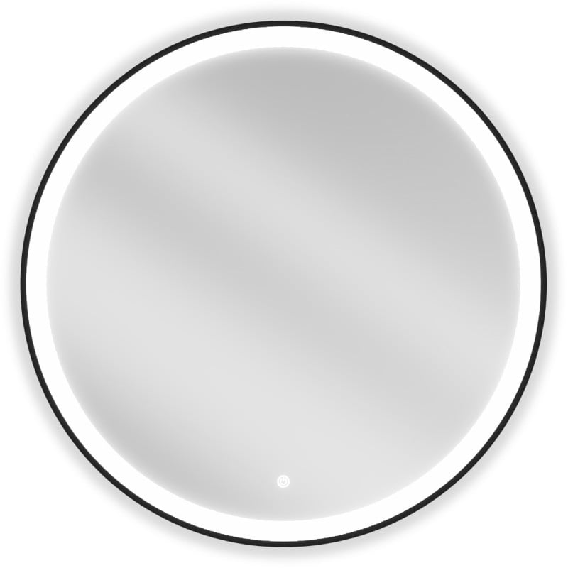 Mexen Esso miroir de salle de bain éclairé, rond 80 cm, LED 6000K, anti-buée, cadre noir - 9825-080-080-611-70