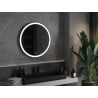 Mexen Esso miroir de salle de bain éclairé, rond 80 cm, LED 6000K, anti-buée, cadre noir - 9825-080-080-611-70