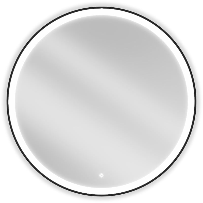 Mexen Esso miroir de salle de bain éclairé, rond 90 cm, LED 6000K, antibuée, cadre noir - 9825-090-090-611-70
