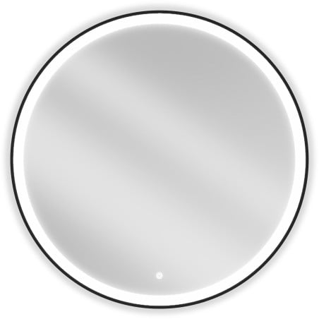 Mexen Esso miroir de salle de bain éclairé, rond 90 cm, LED 6000K, antibuée, cadre noir - 9825-090-090-611-70