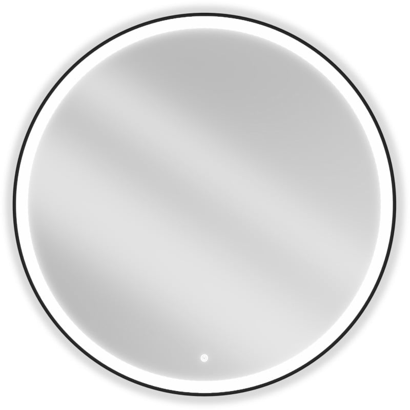Mexen Esso miroir de salle de bain éclairé, rond 100 cm, LED 6000K, antibuée, cadre noir - 9825-100-100-611-70