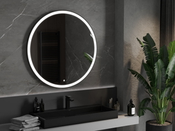 Mexen Esso miroir de salle de bain éclairé, rond 100 cm, LED 6000K, antibuée, cadre noir - 9825-100-100-611-70