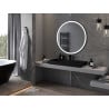 Mexen Esso miroir de salle de bain éclairé, rond 100 cm, LED 6000K, antibuée, cadre noir - 9825-100-100-611-70