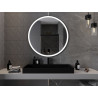 Mexen Esso miroir de salle de bain éclairé, rond 100 cm, LED 6000K, anti-buée, cadre noir - 9825-100-100-611-70