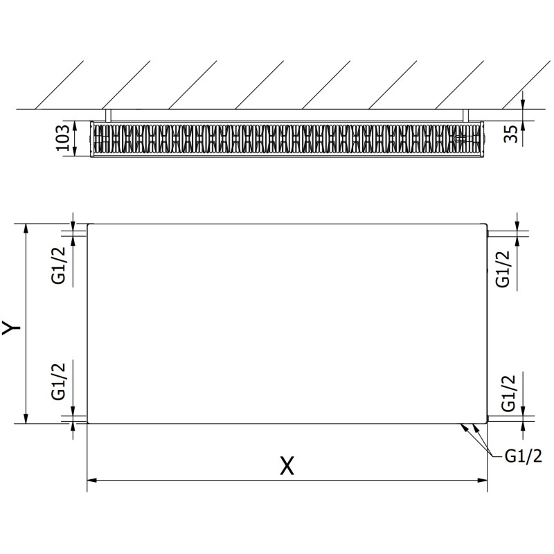 Mexen CVF22 Radiateur plat 900 x 500 mm, connexion inférieure, 1100 W, blanc - W622F-090-050-00