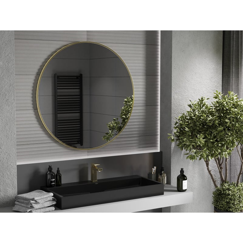 Mexen Loft miroir de salle de bain rond 100 cm, cadre doré - 9850-100-100-000-50