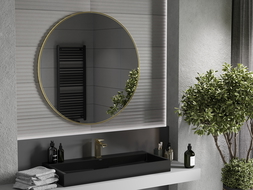 Mexen Loft miroir de salle de bains rond 100 cm, cadre doré - 9850-100-100-000-50