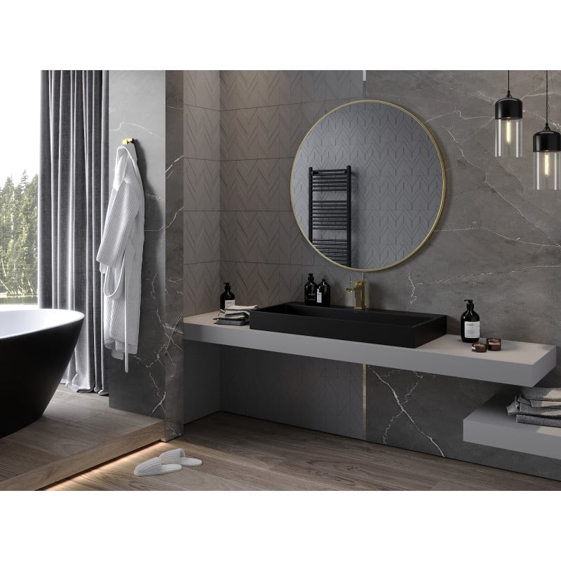 Mexen Loft miroir de salle de bain rond 100 cm, cadre doré - 9850-100-100-000-50