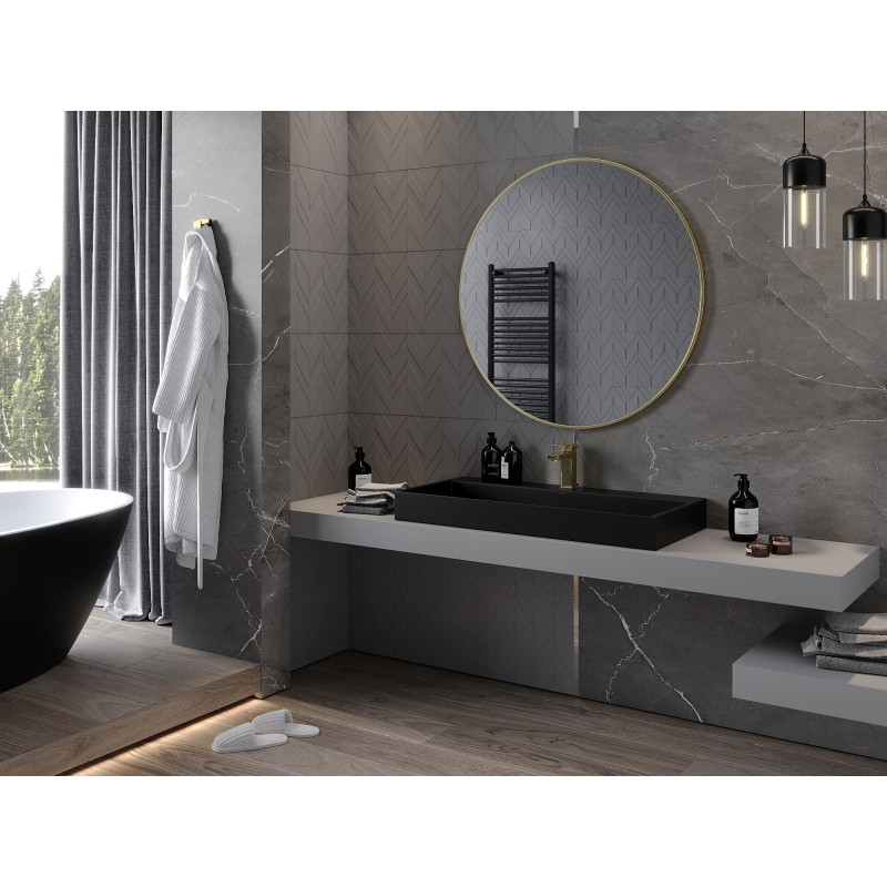 Mexen Loft Miroir de salle de bains rond 100 cm, cadre doré brossé - 9850-100-100-000-50
