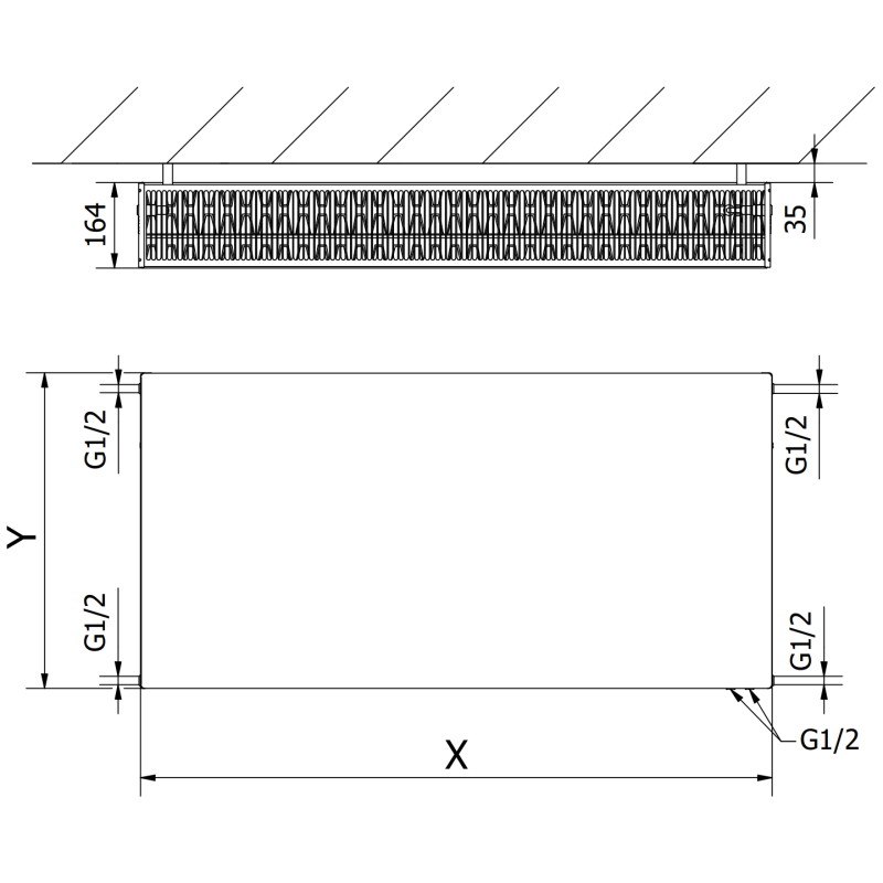 Mexen CVF33 Radiateur plat 300 x 700 mm, connexion inférieure, 868 W, blanc - W633F-030-070-00