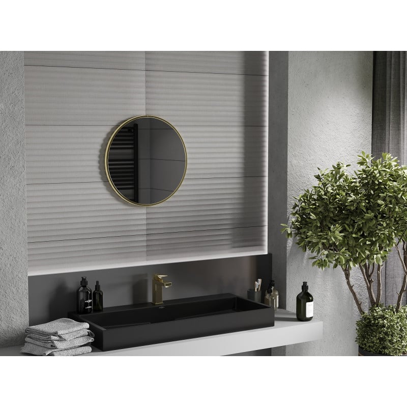 Mexen Loft miroir de salle de bain rond 35 cm, cadre doré - 9850-035-035-000-50