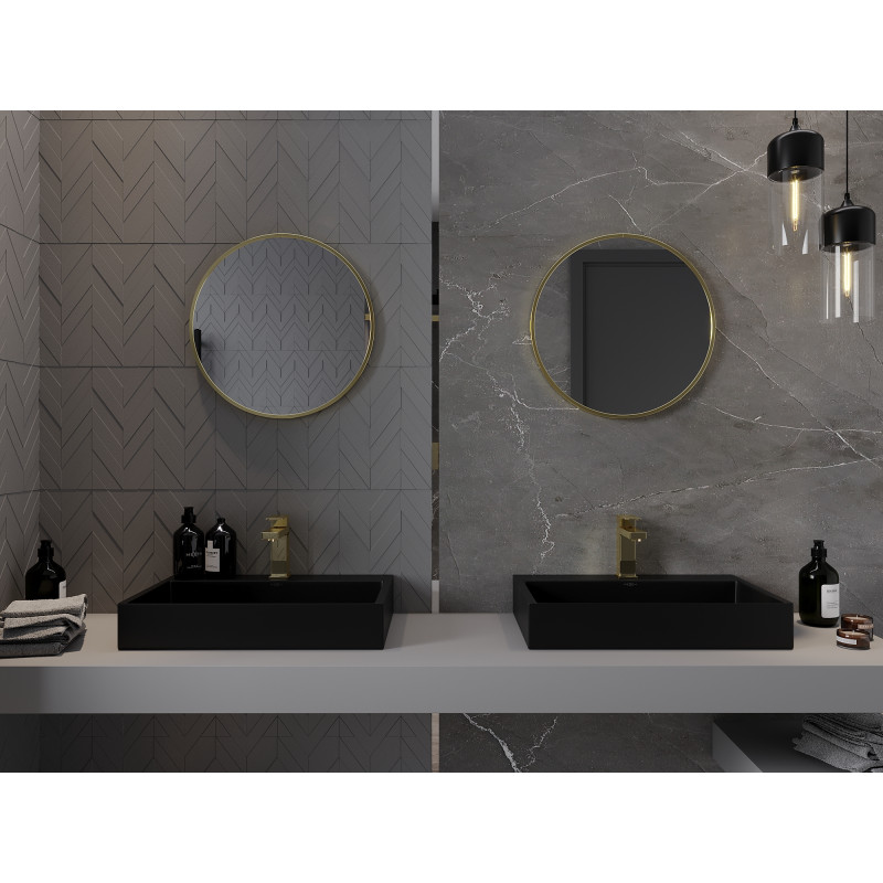Mexen Loft miroir de salle de bain rond 35 cm, cadre doré - 9850-035-035-000-50