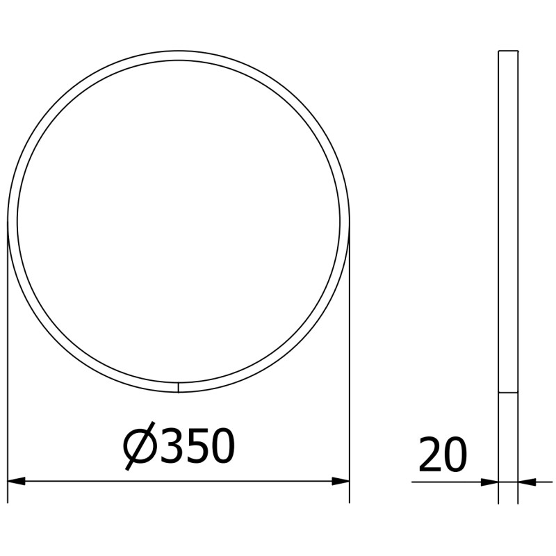 Mexen Loft miroir de salle de bains rond 35 cm, cadre or brossé - 9850-035-035-000-50
