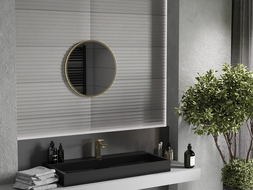 Miroir de salle de bain rond Mexen Loft 40 cm, cadre doré - 9850-040-040-000-50