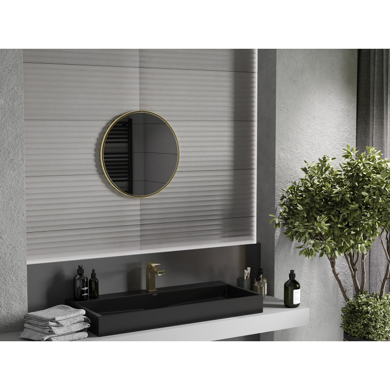 Mexen Loft miroir de salle de bain rond 50 cm, cadre doré - 9850-050-050-000-50